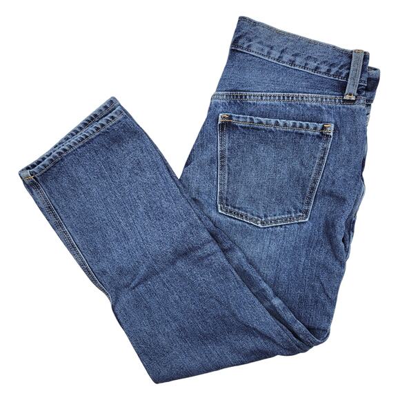 Old Navy Jeans Women's 2 Blue High Rise Button Fly Slouchy Straight Leg Capri - Picture 1 of 10